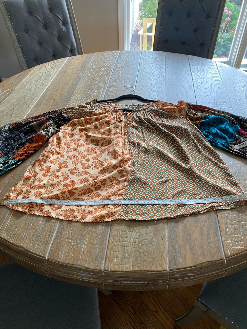 easel Multi-Color Patchwork Peasant Blouse - Picture 4 of 8